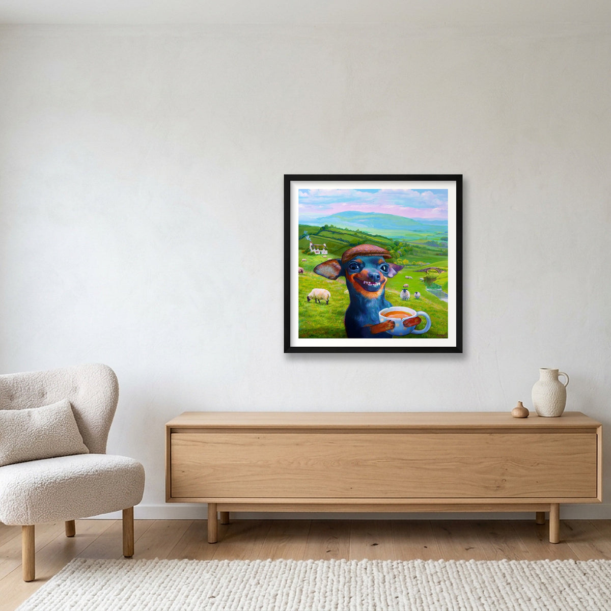 A Sheep Dog's Day Off — 50×50cm, 20×20" Black Frame
