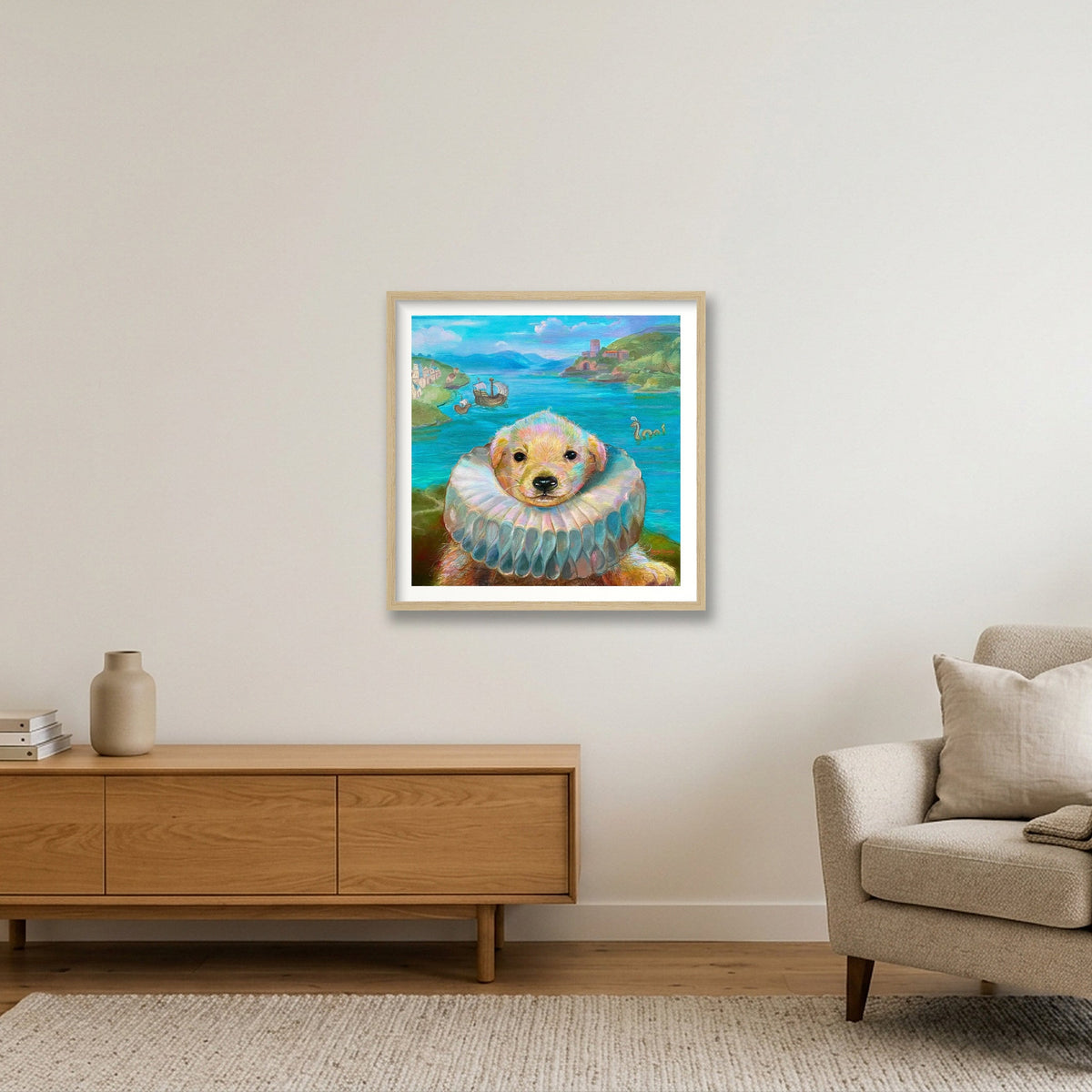 Renaissance Dog — 50×50cm, 20×20" Oak Frame