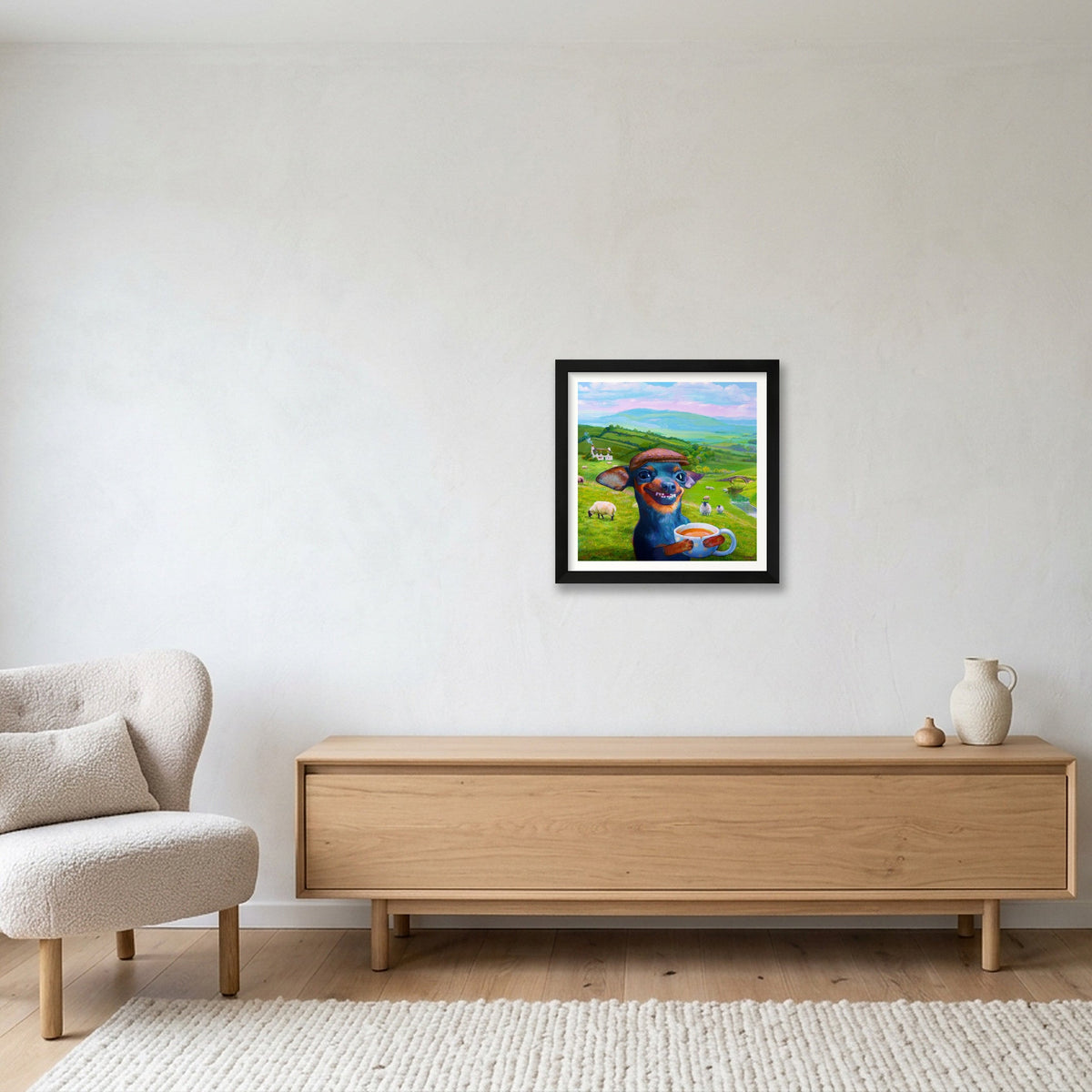 A Sheep Dog's Day Off — 30×30cm, 12×12" Black Frame