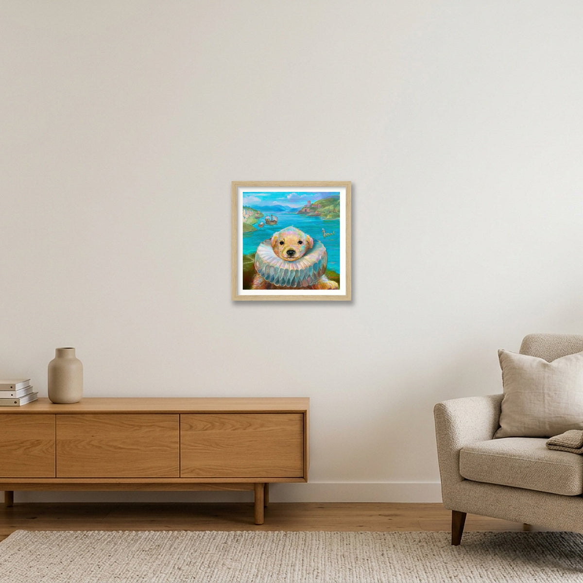 Renaissance Dog — 30×30cm, 12×12" Oak Frame